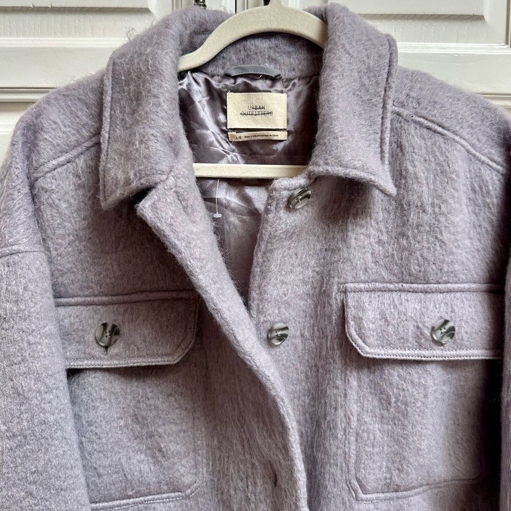 Urban Outfitters Lavender Gray Wool Blend Cropped Jacket Size Large - Picture 7 of 12